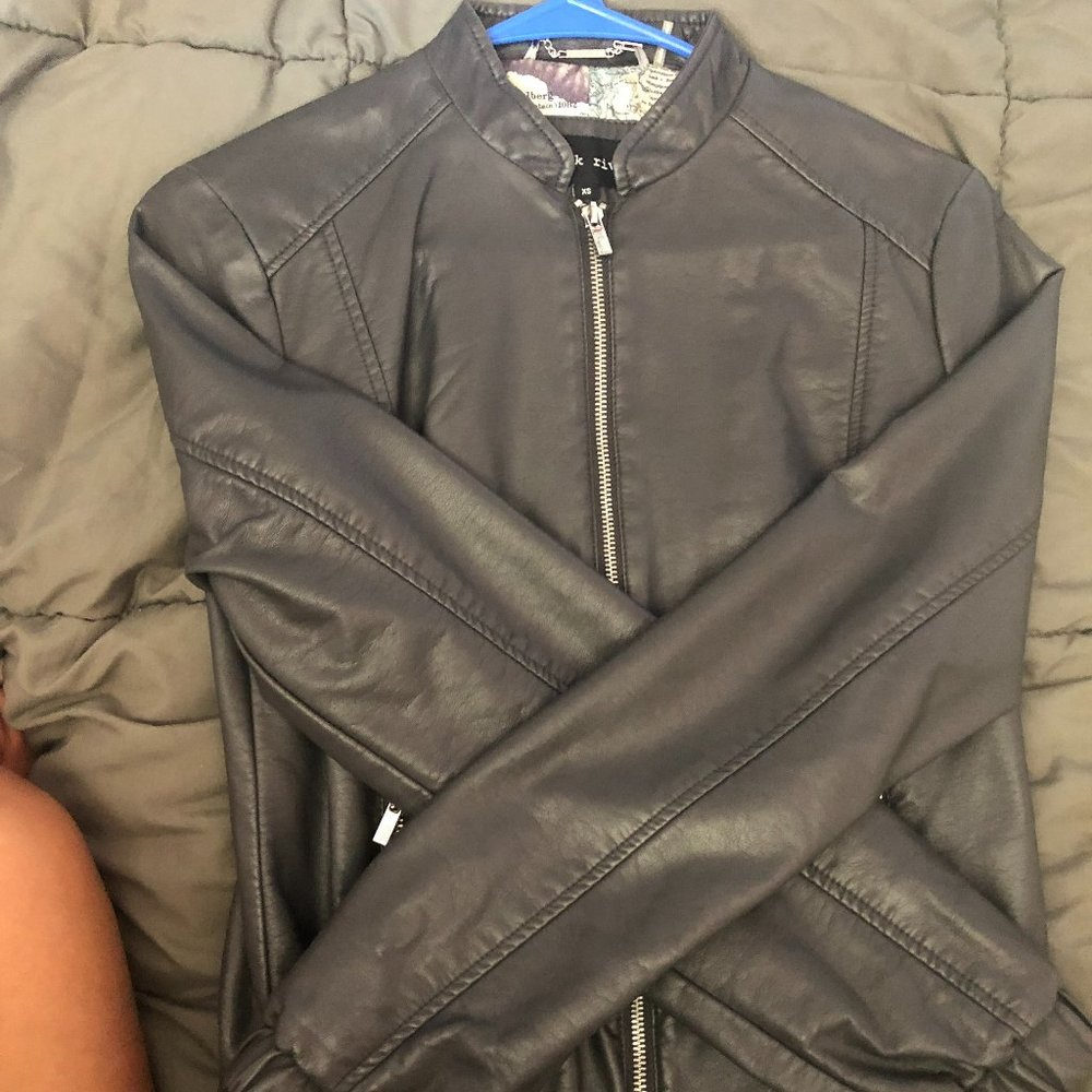 grey leather jacket